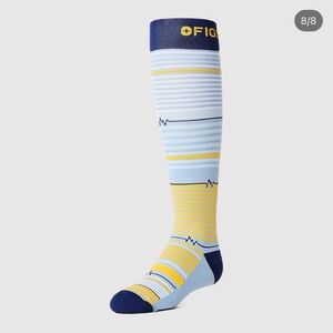 FIGS Ready When You Are a Gray, White & Yellow Striped Compression Socks